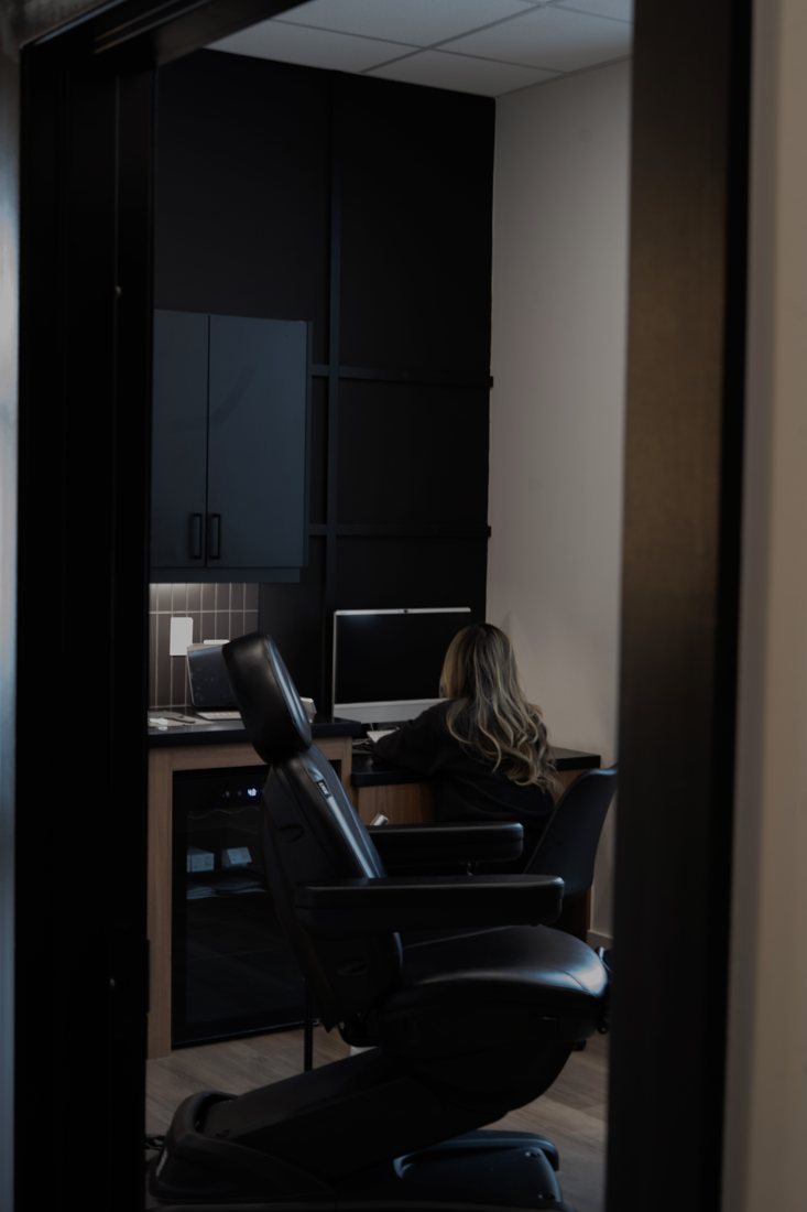 Treatment room seen through a doorway